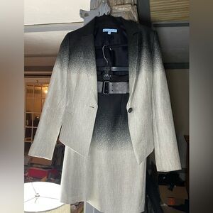 ANTONIO MELANI Ombre Blazer and Skirt Set in Black and Gray